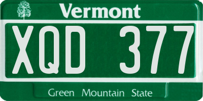 VT license plate XQD377