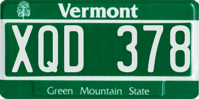 VT license plate XQD378