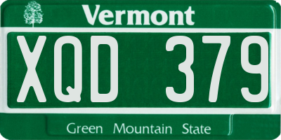 VT license plate XQD379