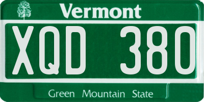 VT license plate XQD380