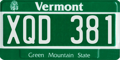 VT license plate XQD381