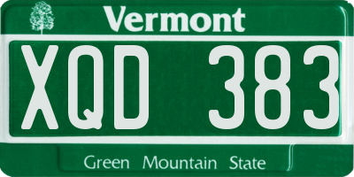 VT license plate XQD383