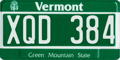 VT license plate XQD384