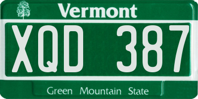 VT license plate XQD387