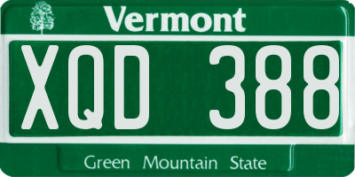 VT license plate XQD388