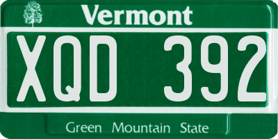 VT license plate XQD392