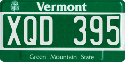 VT license plate XQD395