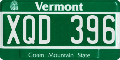 VT license plate XQD396