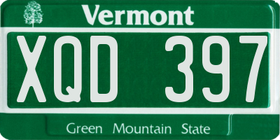 VT license plate XQD397