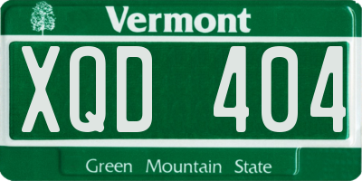 VT license plate XQD404