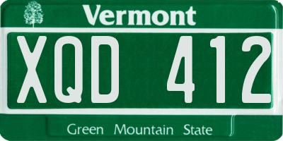VT license plate XQD412