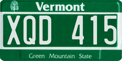 VT license plate XQD415