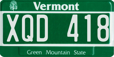 VT license plate XQD418