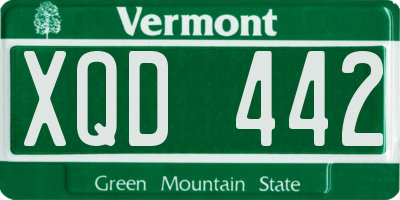 VT license plate XQD442