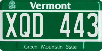 VT license plate XQD443