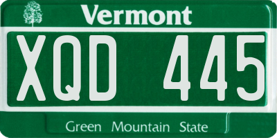 VT license plate XQD445