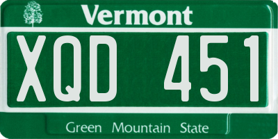 VT license plate XQD451
