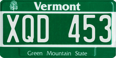 VT license plate XQD453