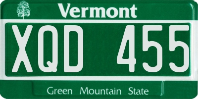 VT license plate XQD455
