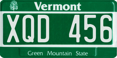 VT license plate XQD456