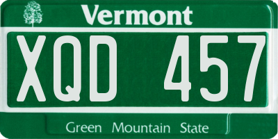 VT license plate XQD457