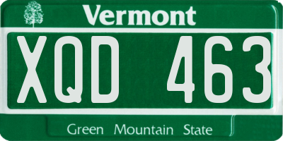 VT license plate XQD463