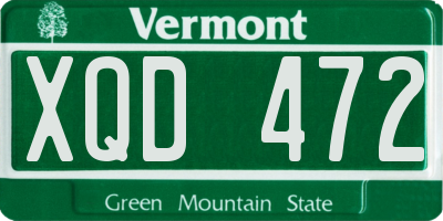 VT license plate XQD472