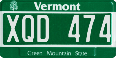 VT license plate XQD474