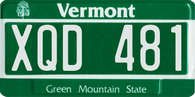VT license plate XQD481