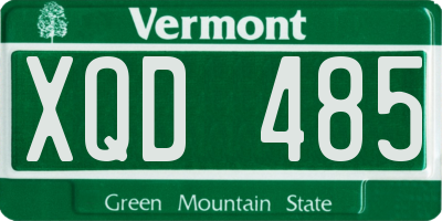 VT license plate XQD485