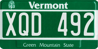 VT license plate XQD492