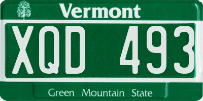 VT license plate XQD493