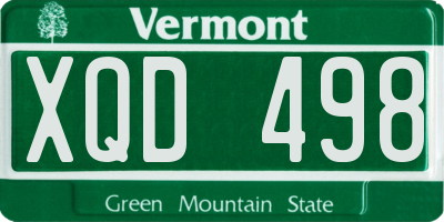 VT license plate XQD498