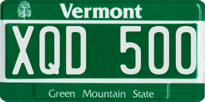 VT license plate XQD500