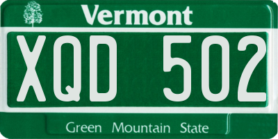 VT license plate XQD502