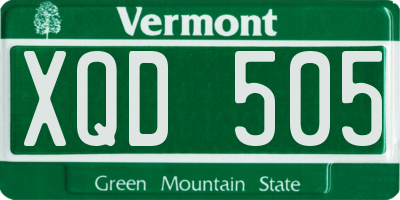 VT license plate XQD505