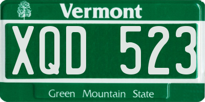 VT license plate XQD523