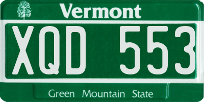 VT license plate XQD553