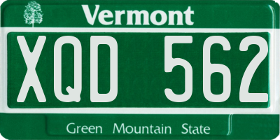 VT license plate XQD562