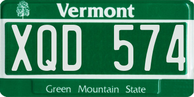 VT license plate XQD574