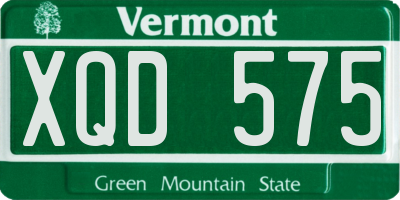 VT license plate XQD575