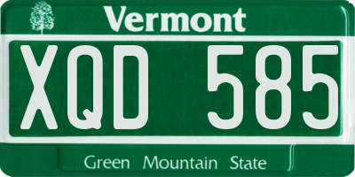 VT license plate XQD585