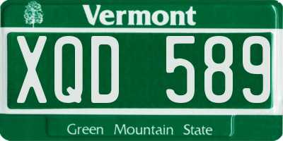 VT license plate XQD589