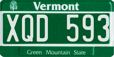 VT license plate XQD593