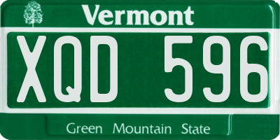 VT license plate XQD596
