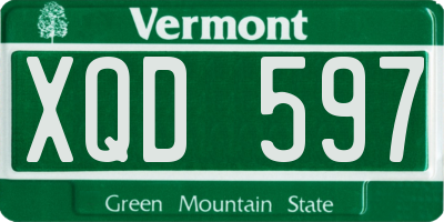 VT license plate XQD597