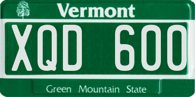 VT license plate XQD600