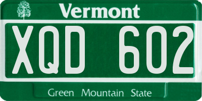 VT license plate XQD602