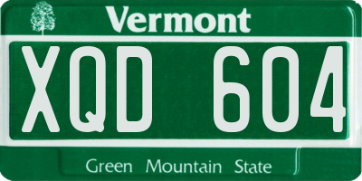 VT license plate XQD604