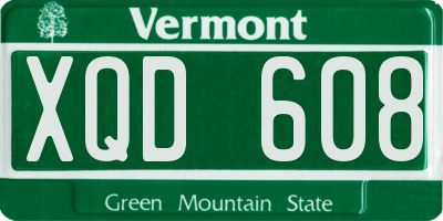 VT license plate XQD608